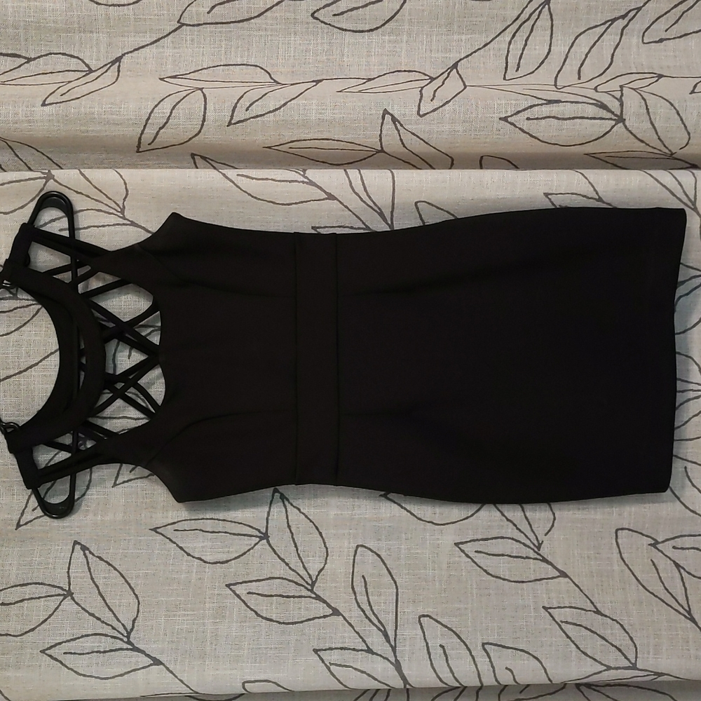 Black structured mini dress